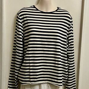 Massini White-Black Stripes 3/4 Pullover Blouse (XL)
